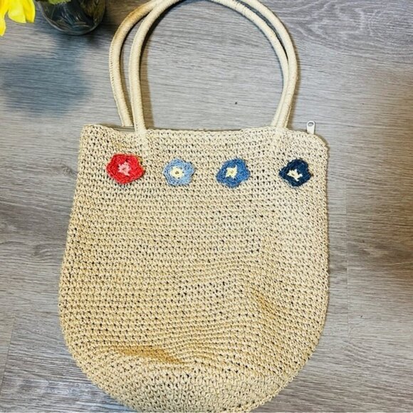 Wicker Floral Tote Bag Cottagecore Prairie Summer Lined - Picture 6 of 7